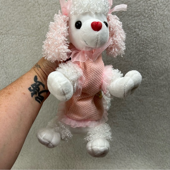 Poodle plush dog kids purse  12" pink peach white w/ mini poodle clip READ - Picture 3 of 15